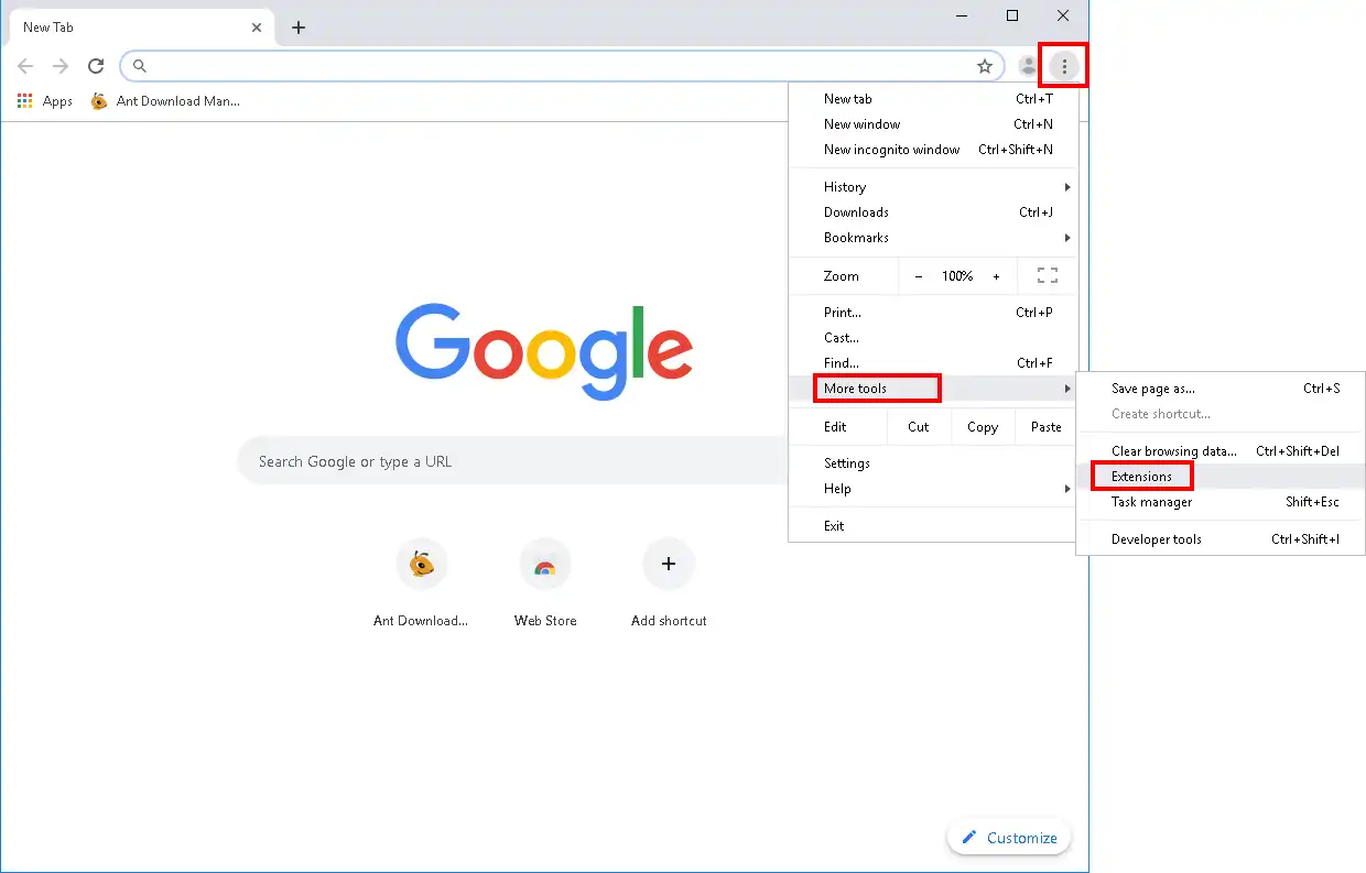 The manual installation of Ant Download Manager (Download with Ant Download Manager) extension to Chrome. Step #1.